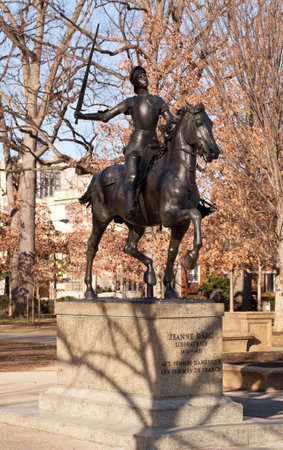 Monument of Jeanne d'Arc on horse in Meridian Hill Park in Washington DCのeditorial素材