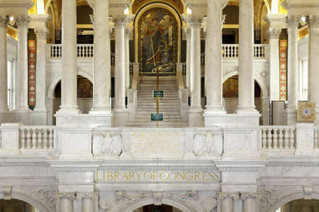 Ornate painted walls of Library of Congress in Washington DC