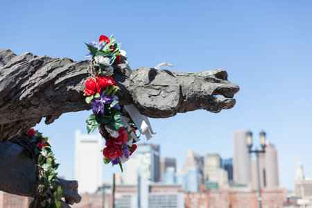 BOSTON, USA - MARCH 22: The Partisans Statue is decorated with a wreath for Polish war dead on March 19, 2012. The statue was sculpted by Andrew Pitynskiのeditorial素材