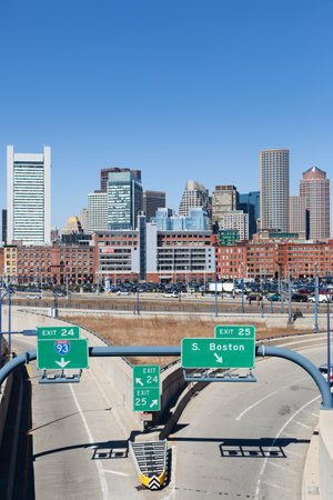 BOSTON, USA - MARCH 22: The city of Boston from World Trade Center station on March 19, 2012. The station opened Dec 17, 2004のeditorial素材
