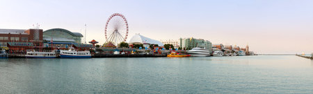 CHICAGO - MAY 14  Panorama of Navy Pier on May 14, 2012  Navy Pier is a 3300 foot pier built in 1916のeditorial素材