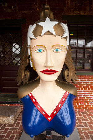 ST MICHAELS, MARYLAND - MAY 22: Figurehead carved for the schooner Freedom on May 22, 2012. The figurehead was carved by the US Naval Academy.のeditorial素材
