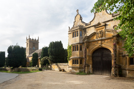 Stanway House and St Peters Church near Stanton in Cotswolds Gloucestershire Englandのeditorial素材