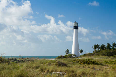 Cape Florida Lighthouse and Lantern in Bill Baggs State Park in Key Biscayne Floridaの写真素材