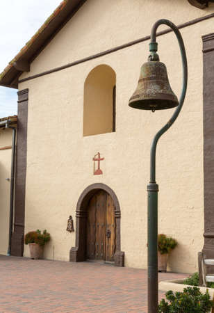 Mission Santa Ines in California exterior on sunny day with cloudsの写真素材