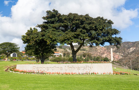 MALIBU, CALIFORNIA - DECEMBER 13: Grounds of Pepperdine University Malibu on December 13, 2012. The university opened at this site in September 1972のeditorial素材