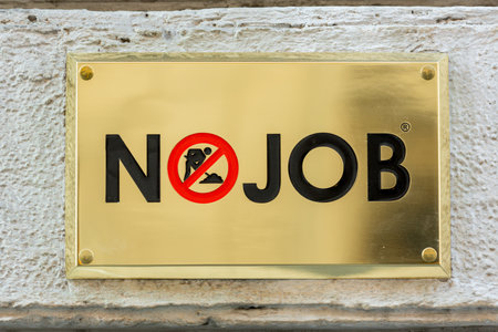 ROME, ITALY - JANUARY 27: Nojob SRL company door sign on January 27, 2013. The comapny makes apps for Android phones.のeditorial素材