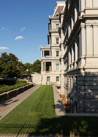 Eisenhower Executive Office Building (EEOB) â formerly known as the Old Executive Office Building (OEOB) and even earlier as the State, War, and Navy Building built between 1871 and 1888. National Historic Landmark in Washington DCの写真素材