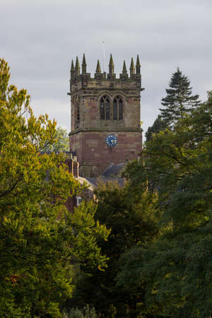 Church tower of parish church in Ellesmere Shropshire in Englandの写真素材