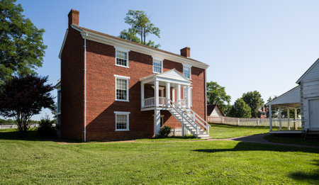 Rear view of McLean House where Ulysses S Grant accepted surrender of Southern Army under General Robert E Lee in Appomattox, Virginia, USAのeditorial素材