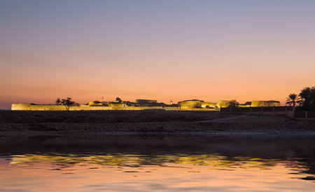 Sunset at the recontructed Bahrain Fort near Manama at Seef, Bahrain