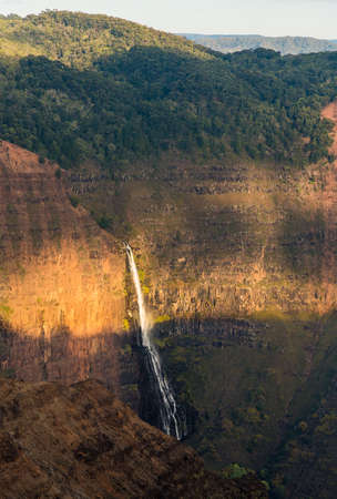 View into the Grand Canyon of the Pacific or Waimea Canyon island of Kauai in the Hawaiian islandsの写真素材