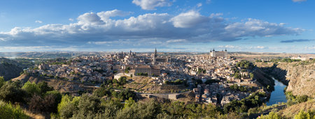 High resolution stitched panorama of ancient city of Toledo, Spain, Europeのeditorial素材
