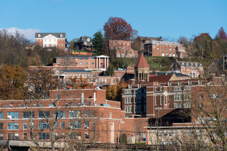 MORGANTOWN, WEST VIRGINIA, USA - NOVEMBER 18: Greek Letter buildings in West Virginia University in Morgantown WV on November 18, 2016. The school was started in 1867.のeditorial素材
