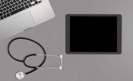 Healthcare concept with clean desk with medical and healthcare equipment with copyspace for message or textの写真素材