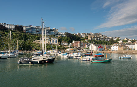 ILFRACOMBE, DEVON UK â JULY 24:  Harbor at sunrise on 24 July 2017 in Ilfracombe, UK. The RNLI Lifeboat station was opened in 1996.のeditorial素材