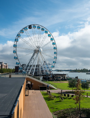 HELSINKI, FINLAND - SEPTEMBER 11:  The Helsinki Skywheel on September 11, 2017 in Helsinki, Finland. The Finnair Skywheel opened in 2014.のeditorial素材