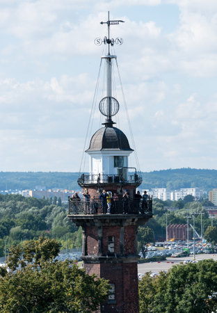 GDANSK, POLAND - 16 SEPTEMBER: Nowy Port Lighthouse on 16 September 2017 in Gdansk, Poland. The lighthouse was built in 1893のeditorial素材