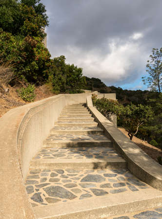 Steps to memorial to William Wrigley in botanic gardens near Avalon on Catalina Islandの写真素材