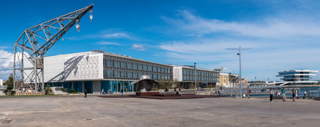 VALENCIA, SPAIN - MARCH 16, 2018: Panorama of the Juan Carlos 1 Royal Marina in Valencia, Spainのeditorial素材