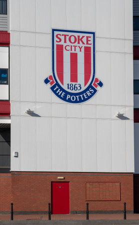 STOKE, UK - MAY 14, 2018: Entrance to Stoke City football stadium known as the Bet365 Stadium