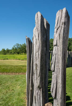Stockade of Fort Necessity, a National Park Service location, in Pennsylvaniaの写真素材
