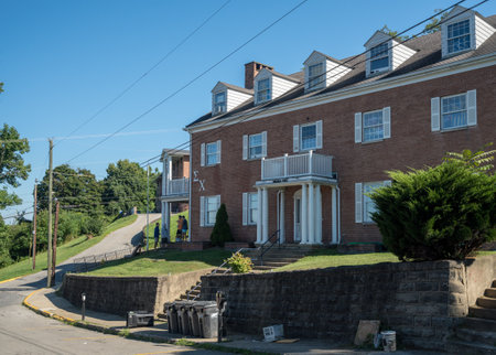 MORGANTOWN, WV - 24 AUGUST 2018: Students at Sigma Chi fraternity at West Virginia University in Morgantown WVのeditorial素材