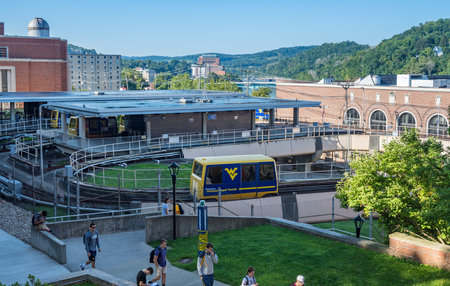 MORGANTOWN, WV - 24 AUGUST 2018: Personal Rapid Transport station at West Virginia University or WVU...