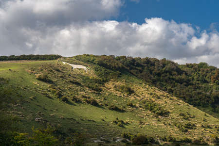 Chalk carving of the Litlington White Horse  in Cuckmere Valley near Eastbourne Sussex
