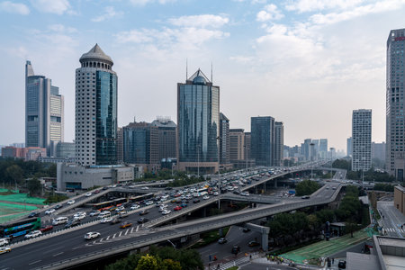 BEIJING, CHINA - 20 OCTOBER 2018: Modern office buildings in Central Business Districtのeditorial素材