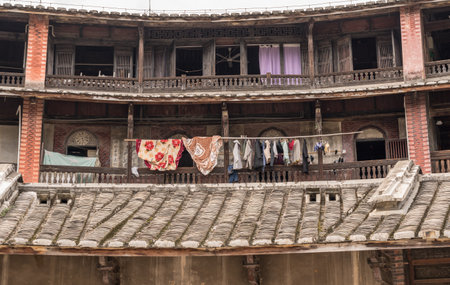 HUAAN, CHINA - OCTOBER 31, 2018: Tulou at Unesco heritage site near Xiamenのeditorial素材