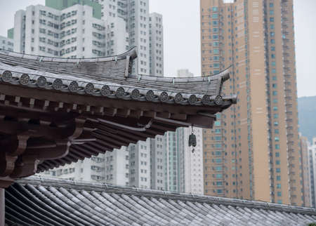 Temple in the Nan Lian Garden by Chi Lin Nunnery in Hong Kongの写真素材