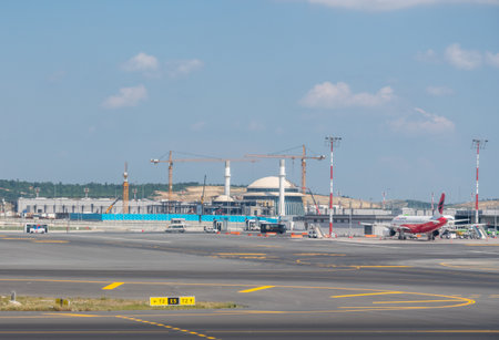 ISTANBUL, TURKEY - 25 MAY 2019:  New mosque being constructed at Istanbul Airport known by IATA code as ISTのeditorial素材