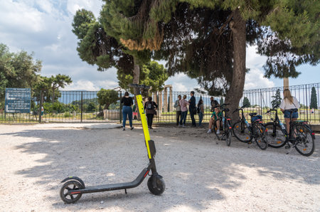 ATHENS, GREECE - 17 May 2019: Vine electric scooter newly introduced into Athensのeditorial素材