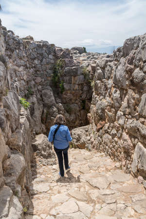 Massive boulders form the walls of the fortress and palace of Tiryns in Greeceの写真素材