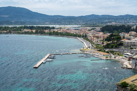 CORFU, GREECE - 20 MAY 2019: Small marina and port of Kerkyra on Corfuのeditorial素材
