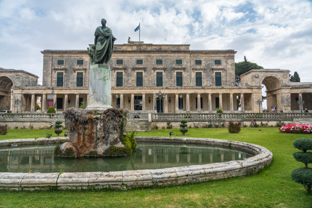 CORFU, GREECE - 20 MAY 2019: Statue to Sir Frederick Adam outside Asian Art museumのeditorial素材