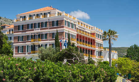 Dubrovnik, Croatia - 22 May 2019: Front view of the Grand Hotel Imperial owned by Hilton group in Dubrovnik in Croatiaのeditorial素材