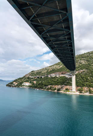 View of construction under the Franjo Tudman bridge in the Dubrovnik cruise port near the old townの写真素材