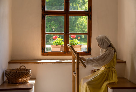 Predjama, Slovenia - 24 May 2019: Display of everyday life in castle of Predjama built into a cave in Sloveniaのeditorial素材