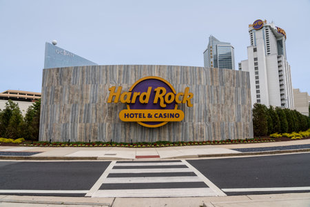 Atlantic City, NJ - 11 June 2019: Tall skyscraper of Hard Rock Casino Resort in Atlantic City on the New Jersey coastのeditorial素材