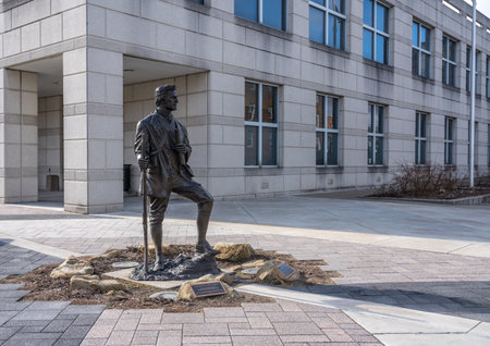 MORGANTOWN, WV - 23 March 2019: Statue to Colonel Zackquill Morgan who founded city of Morgantownのeditorial素材