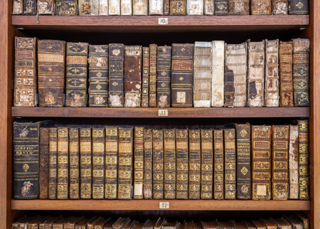 Coimbra, Portugal - 11 August 2019: Old books in the storage area of the Biblioteca Joanina of the University of Coimbraのeditorial素材