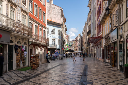 Coimbra, Portugal - 11 August 2019: Main pedestrian shopping street in the lower part of Coimbraのeditorial素材