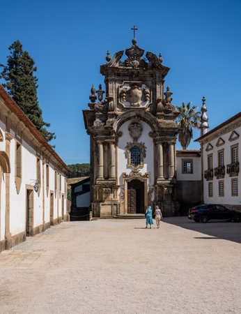 Vila Real, Portugal - 13 August 2019: Entrance to the private church of Mateus Palace in Vila Real, Portugalのeditorial素材