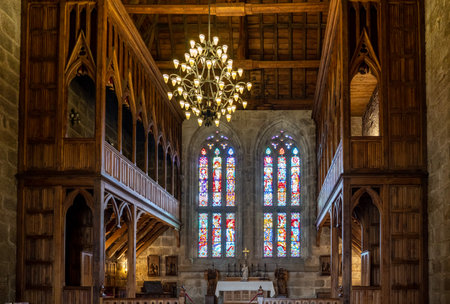 Guimaraes, Portugal - 18 August 2019: Chapel inside the palace of the Dukes of Braganza in Guimaraes in northern Portugalのeditorial素材
