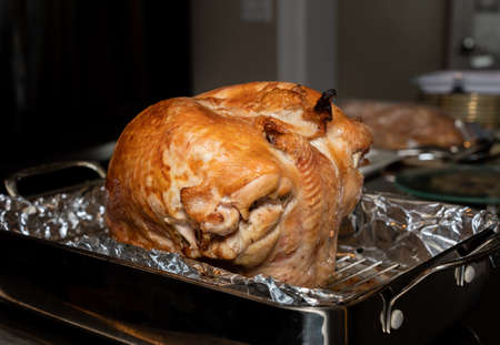 Turkey breast crown was sous vide for 24 hours and then roasted in the oven to brownの写真素材