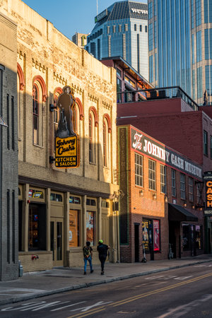 Nashville, Tennessee - 28 June 2021: Johnny Cash Museum and Kitchen Saloon in downtown Nashvilleのeditorial素材