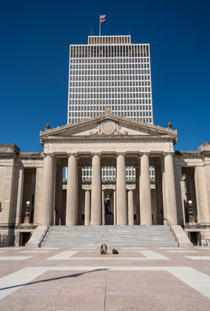 Nashville, Tennessee - 28 June 2021: Christian preaches by the military museum or memorial in...