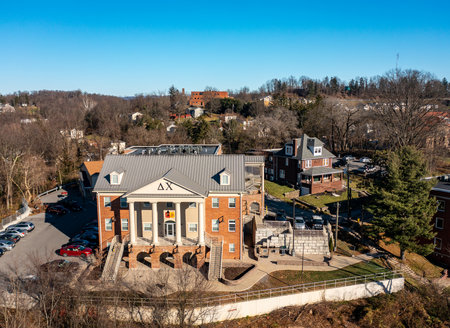 MORGANTOWN, WV - 12 December 2021: Delta Chi fraternity house at West Virginia University in Morgantown WVのeditorial素材